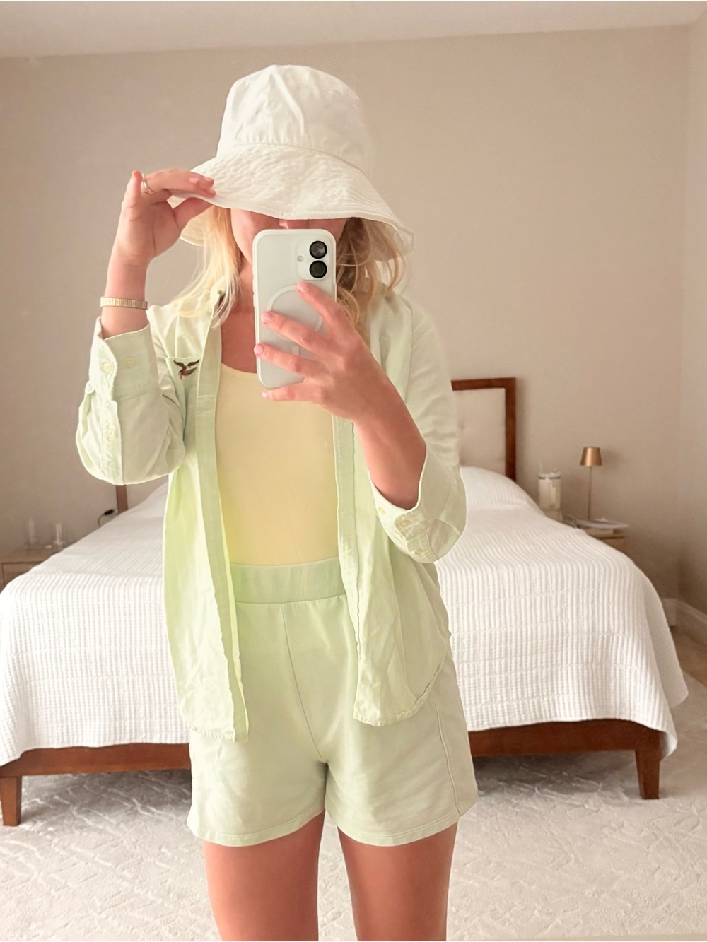Mint pinstripe button up